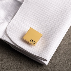 Gold Infinity Symbol Cufflinks - Customized Cufflinks - Personalized CuffLinks - Groom Wedding Cufflinks - Groomsmen Gift