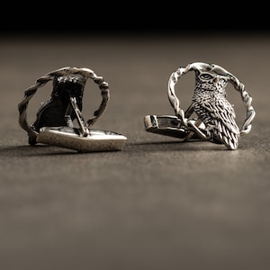 Owl Cufflinks- Personalised Engraved Initial Cufflinks - Customized Cufflinks - Groom Wedding Cufflinks - Groomsmen Gift - Wedding Gift