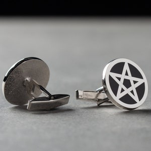 Pentagram Cuff Links - Pagan Cufflinks - Gold Pentagram Cuff Links - Custom Cufflinks - Gifts for Dad - Christmas Gift for Him