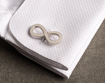 Silver Infinity Symbol Cufflinks - Customized Cufflinks - Personalized CuffLinks - Groom Wedding Cufflinks - Groomsmen Gift