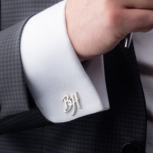 Custom Name Cufflinks - Personalized Wedding Cufflinks - Groom & Groomsmen Gift - Monogrammed Cufflinks - Sterling Silver Accessory