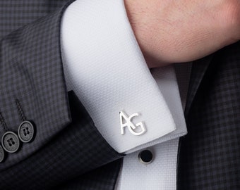 Sterling zilveren initialen manchetknopen - aangepaste naam manchetknopen - bruidegom & Groomsmen geschenken - bruiloft accessoires - attent cadeau voor hem