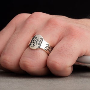 Men's Customized Silver Ring Personalized Engraved Ring Unique Message Ring Stylish Men's Accessory Thoughtful Gift for Him image 1