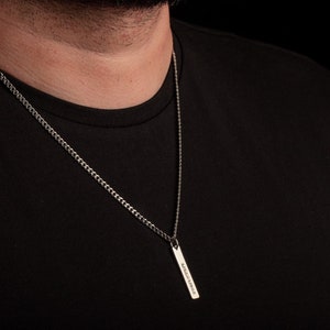 Gegraveerde aangepaste ketting voor mannen - Aangepaste ketting - Aangepaste Vaderdagcadeau - Gepersonaliseerde gegraveerde ketting
