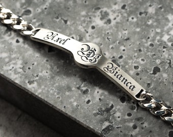 Personalized Sterling Silver Men's ID Bracelet - Custom Name Gift