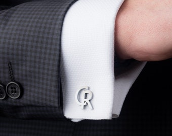 Sterling Silver Cutout Initial Cufflinks - Custom Monogram Accessories - Elegant Gifts for Groom & Groomsmen - Wedding Essentials