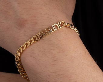 Personalisiertes Sterling Silber Namensarmband - Handgemachtes Herren Armband