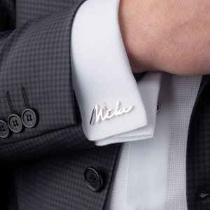 Gemelos de plata esterlina personalizados - Gemelos de nombre de iniciales personalizados - Gemelos de letras de hombres elegantes - Regalo único para él