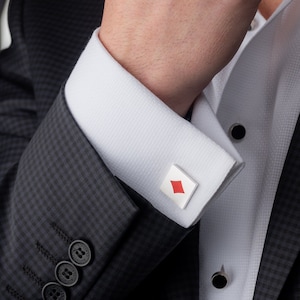 Gemelli con carte da gioco - Accessorio per mazzi di carte a tema poker - Regalo unico per lui - Gemelli da uomo alla moda
