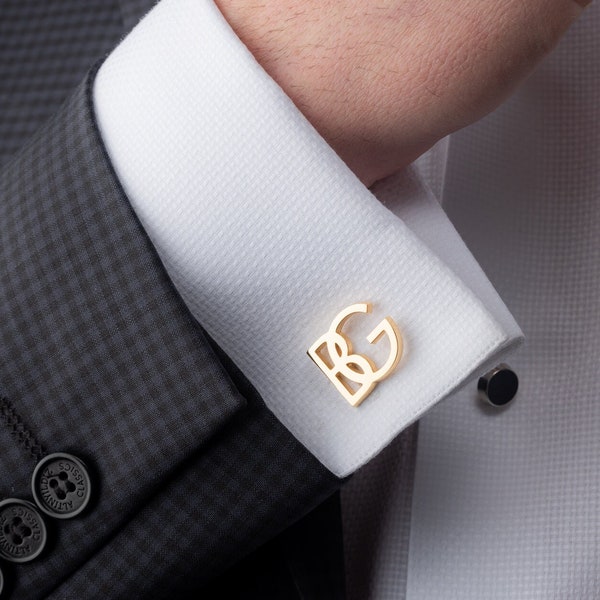 Sterling Silver Initial Cufflinks - Gepersonaliseerde naam manchetknopen - Groom & Groomsmen Gifts - Elegante bruiloftaccessoires, uniek cadeau voor hem