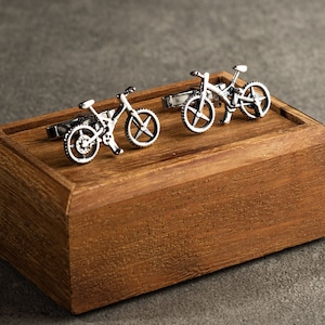 Personalized Cyclist Cufflinks, Sterling Silver Bicycle Gift for Husband, Christmas Present