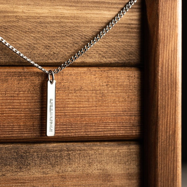 Mens Engraved Necklace Etsy