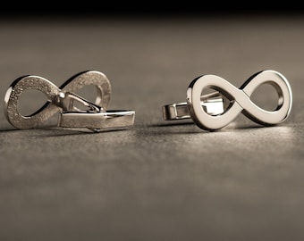 Silver Infinity Symbol Cufflinks - Gemelos personalizados - CuffLinks personalizados - Groom Wedding Cufflinks - Regalo de novios