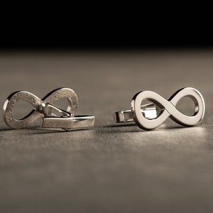 Silver Infinity Symbol Cufflinks - Customized Cufflinks - Personalized CuffLinks - Groom Wedding Cufflinks - Groomsmen Gift