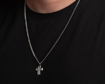 Men's Cross Necklace - Customized Cross Necklace - Custom Fathers Day Gift - Personalized Engraved Cross Necklace