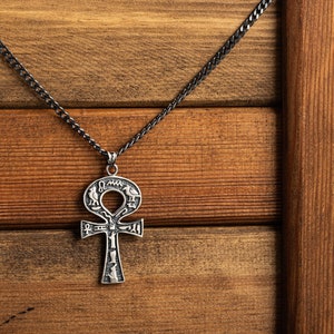 Ankh Necklace for Men - Ankh Necklace for Men Sterling Silver - ANKH Amulet Curb Chain - Ankh Cross - Man Necklace - Necklace for Men