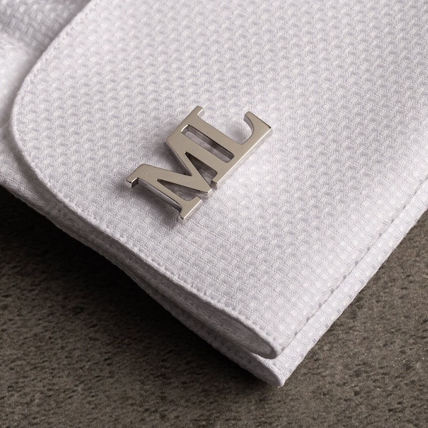 Custom Initial Cufflinks, Sterling Silver Anniversary Gift for Him, Personalized Monogram Jewelry