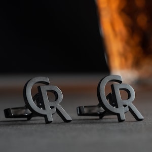 Sterling Silver Cutout Initial Cufflinks - Custom Monogram Accessories - Elegant Gifts for Groom & Groomsmen - Wedding Essentials