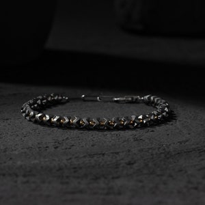 Stylish Hematite Stone Bracelet for Men -  Premium Silver Clasp, Adjustable Fit