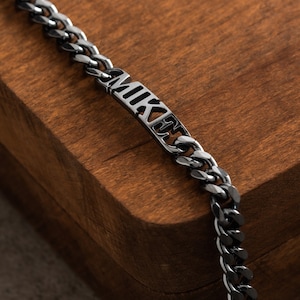 Pulsera de hombre personalizada • Regalo para él • Pulsera de identificación • Pulseras con nombre personalizado • Pulsera de identificación para hombre • REGALO PARA EL PADRE