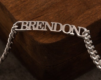 Personalized 925 Sterling Silver Bracelet • Gift for him • Id Bracelet • Custom Name Bracelets • Mens Id Bracelet • FATHER GIFT