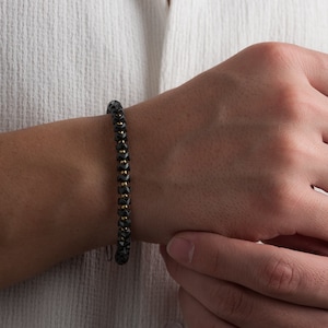 Elegant Hematite Bracelet with Sterling Silver Clasp - Men's Fashion Accessory