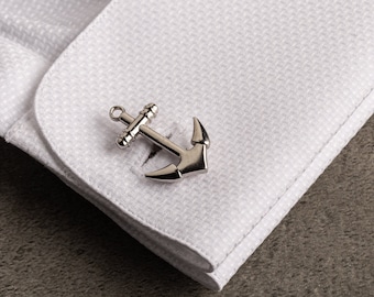 Personalized Anchor Cufflinks – Engraved Sterling Silver, Groomsmen Gift