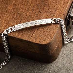 Gepersonaliseerde herenarmband • Cadeau voor hem • ID-armband • Aangepaste naamarmbanden • Heren ID-armband • VADERGIFT