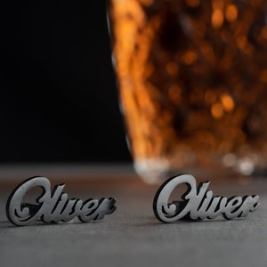 Personalized Sterling Name Cufflinks - Custom Cufflinks - Groom & Groomsmen Gifts - Wedding Cufflinks for Groom - Unique Gift for Him