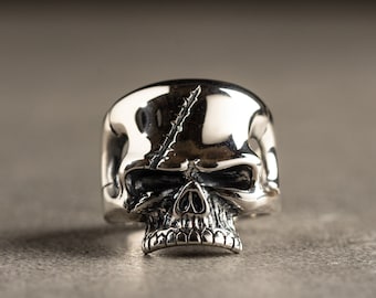 Sterling Silver Skull Ring: Handmade Men's Statement Jewelry