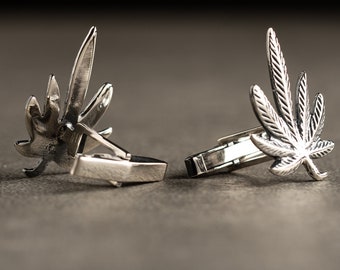 POT LEAF CUFFLINKS - Marijuana - Cannabis- Customized Cufflinks - Groom Wedding Cufflinks - Groomsmen Gift - Wedding Gift