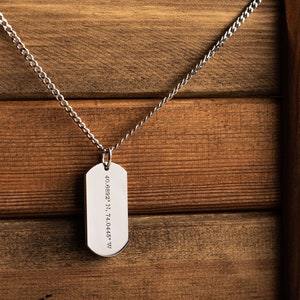 Collar personalizado grabado para hombres - Collar personalizado - Regalo personalizado del Día del Padre - Collar grabado personalizado