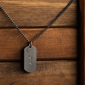 Collar personalizado grabado para hombres - Collar personalizado - Regalo del día del padre personalizado - Collar grabado personalizado