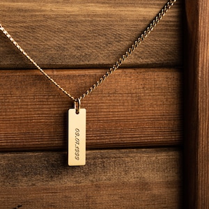 Colar personalizado gravado para homens - Colar personalizado - Presente personalizado para o dia dos pais - Colar gravado personalizado
