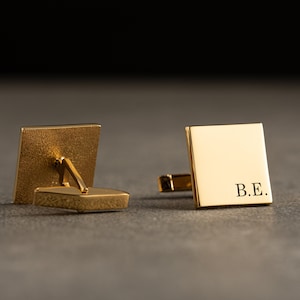 Personalised Gold Cufflinks - Personalised Engraved Initial Cufflinks - Customized Cufflinks - Groom Wedding Cufflinks - Groomsmen Gift