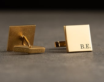 Personalised Gold Cufflinks - Personalised Engraved Initial Cufflinks - Customized Cufflinks - Groom Wedding Cufflinks - Groomsmen Gift