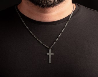 Collier croix personnalisé - Collier croix en or pour homme - Cadeau personnalisé pour la fête des pères - Collier croix gravé personnalisé