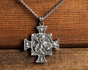 Herren Kreuz Halskette - Personalisierte Kreuz Halskette - Benutzerdefinierte Vatertagsgeschenk - Personalisierte gravierte Kreuz Halskette