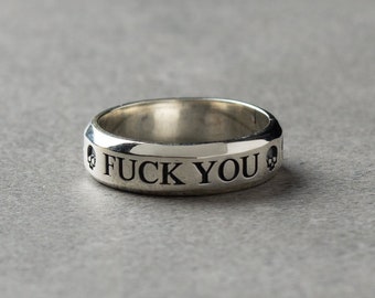 FUCK YOU リング シルバー 925 18号 Fuck You Ring: Handmade Sterling Silver Personalized Message Ring