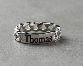 Men&#39;s Personalized Ring - Mens Ring Silver - Customizable Ring - Mens Ring Personalized - Custom Message Ring - Christmas gift