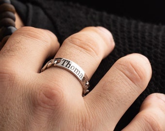 Men's Personalized Ring - Mens Ring Silver - Customizable Ring - Mens Ring Personalized - Custom Message Ring - Christmas gift