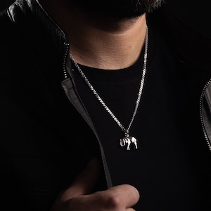 ELEPHANT Handmade Silver Mens Necklace - Elephant Pendant - Elephant Necklace - Mens Silver Necklace - Man Necklace - Necklace for Men