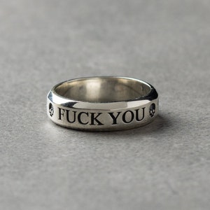 Fuck Ring - Fuck You Ring - Anillo personalizado para hombre - Anillo para hombre plata - Anillo personalizable - Anillo para hombre personalizado - Anillo de mensaje personalizado