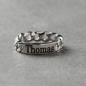 Anillo personalizado para hombre - Anillo para hombre plata - Anillo personalizable - Anillo para hombre personalizado - Anillo de mensaje personalizado - Regalo de Navidad