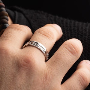 Handmade Sterling Silver Men&#39;s Personalized Ring - Custom Message