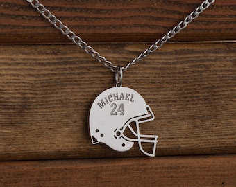 American Football Helm Ketting - Gesneden Aangepaste Naam Jersey Nummer American Football - Aangepaste Ketting - Kerstcadeau