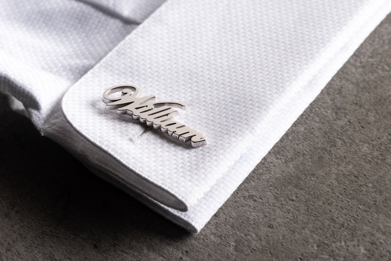 Personalized Sterling Name Cufflinks Custom Cufflinks Groom & Groomsmen Gifts Wedding Cufflinks for Groom Unique Gift for Him image 2