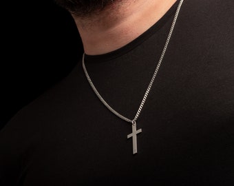 Men's Cross Necklace - Customized Cross Necklace - Custom Fathers Day Gift - Personalized Engraved Cross Necklace