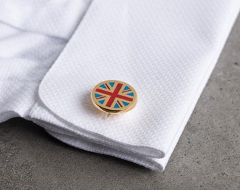 United Kingdom Flag Cufflinks - Sterling Silver UK Flag - Union Jack Flag Cufflink