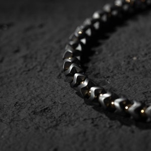 Stylish Hematite Stone Bracelet for Men Premium Silver Clasp, Adjustable Fit image 3